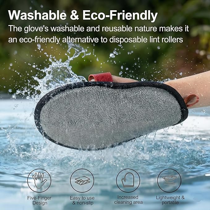 Pet Hair Removal Glove for Cats & Dogs – Electrostatic 5-Finger Pet Hair Remover for Couch, Furniture, Car Seat & Clothes | Reusable, Washable Deshedding Glove by KAIZEN PETS