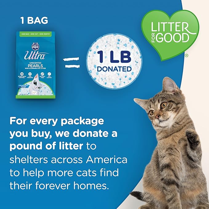 Ultra Pearls Premium Cat Litter - 99.9% Dust Free, Low Tracking, Soft on Paws, Fragrance Free - 15 Lbs. Total (3pk of 5 Lbs.)