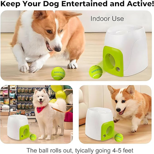 Multifunctional Dog Interactive Fetch and Treat Toy, Dog Feeder and Toy Ball，Multipurpose Dog Treat Dispenser, Tennis Toy with Rewards for Small and Medium Size Dogs