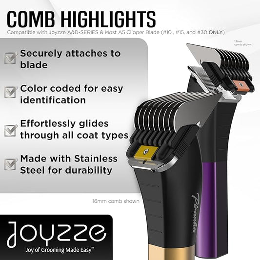 A5 Clipper Stainless Steel Comb Set – Grooming Guide Combs for Dogs, Cats & Horses – Fits Detachable Blades #10, #15, #30 – Not Compatible with 5-in-1 Clippers