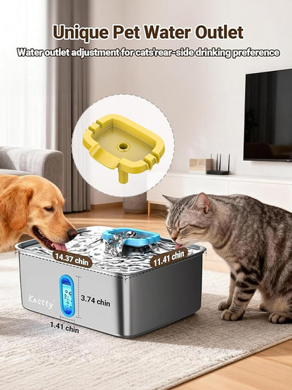Kastty 15L/3.96 Gal Large Capacity Dog Water Bowl Dispenser,Stainless Steel Dog Water Fountain Quiet LED Light Triple Filtration Dog Water Bowl, Automatic Pet Water Fountain Easy Cleaning(FS78,Blue)
