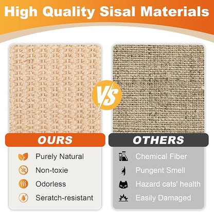 Oroonoko Cat Scratcher Bed for Indoor 2-in-1 Sisal Scratching Bed with Easy Assembly, Non-Tip Wood Base, Large Cat Bed & Scratch Pad (2-in-1 scracher Bed)