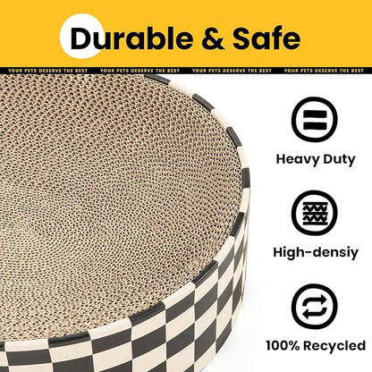 2 Pack Oval Cat Scratcher Bowl, Curved Cardboard Scratching Pad Bed for Indoor Kittens, Mess-Free Enclosed Lounge Nest, Furniture Protector, Medium