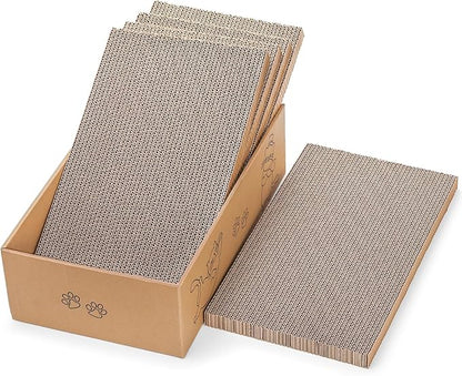 Nicunom 5 Packs in 1 Cat Scratcher with Box, Large Cat Scratching Boards Cardboard Box Reversible Cat Scratch Pads for Indoor Cats, Cat Scratch Cardboard for Rest and Play