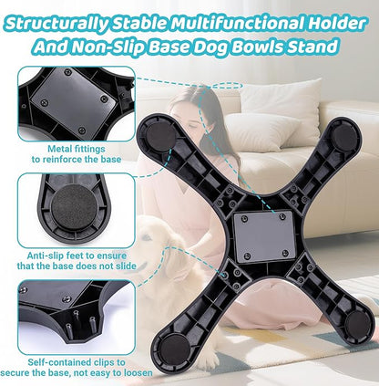 Elevated Adjustable Dog Bowl Feeding Stand, 3 Heights and Tiled Ajudst, Compatible with Moost Feeding Bowls, Great for Medium Large Dogs(Not Bowl 2 Pack Updated)