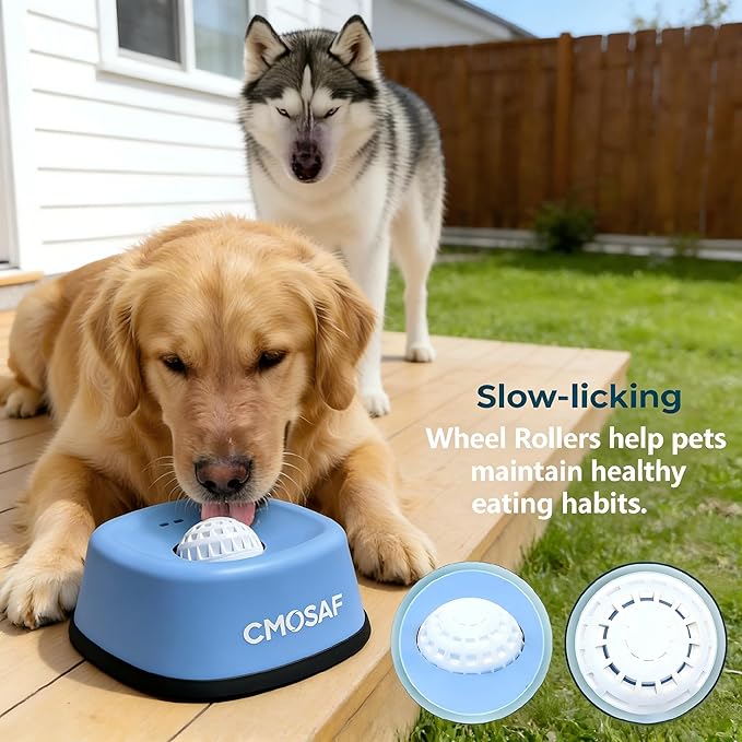 Dog Lick Bowl with Rolling Ball, Slow Feeder Dog Licking Bowl for Liquid Treats Bone Broth Yogurt, Anti-Slip Interactive Lick Toy, Post-op Nutrition & Anxiety Relief for Small Medium Large Breeds