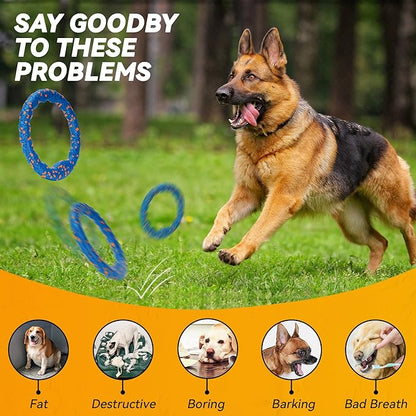 Dog Ring Toy, Indestructible Flying Discs for Throwing Catching, Water Floating Dog Training Ring for Medium Large Breeds (Blue - φ9 inches)