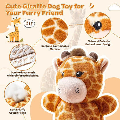 Dog Toy for Small & Medium Puppies – Squeaky Plush Giraffe with Crinkle, Cute Stuffed Puppy Toy for Boy & Girl Dogs, Birthday Gift to Keep Them Busy and Relieve Boredom