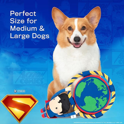 DC Comics Superman 8” Tug & Chew Toy for Dogs, Officially Licensed DC Super Heroes Pet Product