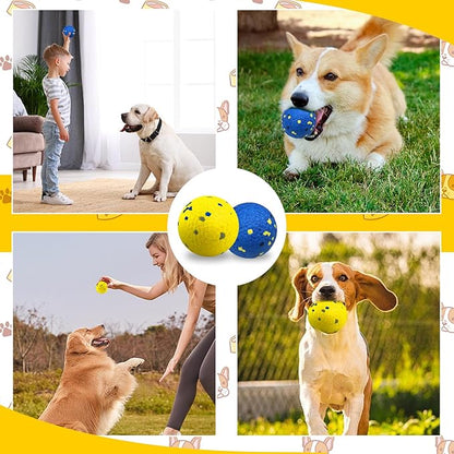 2 Pack Dog Balls Indestructible Tennis for Dogs Durable Bouncy Dog Toy for Aggressive Chewers Interactive Dog Toys for Water Toy Fetch Balls (Yellow,Blue)