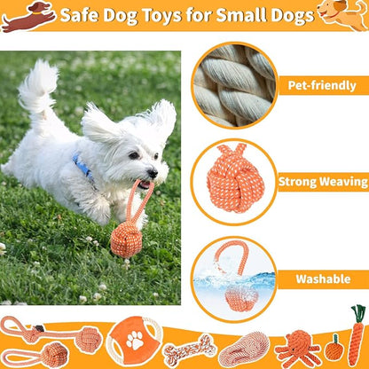 Dog Rope Toy, 8 Pack Cotton Rope Toys for Dogs, Puppy Chew Toys for Teething & Boredom Relief, Tug of War Dog Toy for Small Breed Puppies, Gifts for Dogs