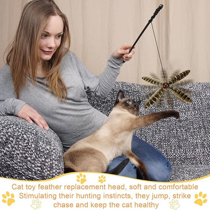 8 Pcs Cat Feather Propeller Refills Propeller Interactive Cat Toy Refills Kittens Toy Feather Replacement Wand Teasers Attachments for Kittens Wand (Cute)