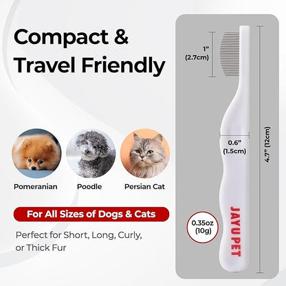 JAYU PET Facial Grooming Comb - Dog Eye Combs, Stress-free Eye Gunk Remover for Dogs & Cats, Pet Facial Brush, Cat Grooming Kit, Stainless Steel Deshedding Comb (1ea)