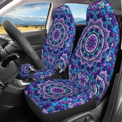 Foruidea Bohemian Style Mandala Print Car Seat Covers Universal 2 Pcs Auto Front Seat Cover Fit Most Cars,SUV,Sedan,Trucks