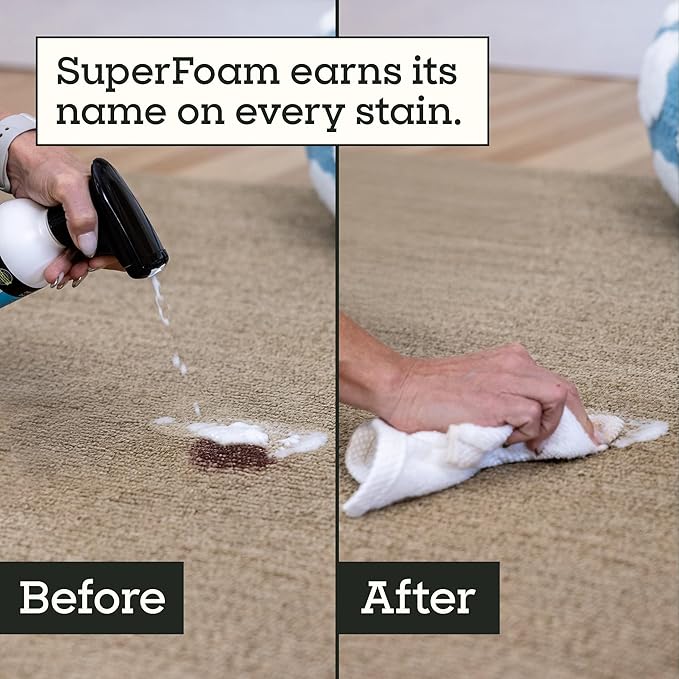 Pet Life Unlimited SuperFoam Spray, Carpet and Surface Cleaner for Dog Urine, 16 oz, Strong Odor & Stain Remover, Plant-Based Formula, Natural Juniper Leaf Scent, Two-Way Spray, USA Made (Pack of 3)