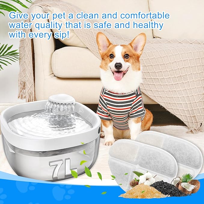 8 Pack Dog Water Bowl Filter Compatible with FEELNEEDY 7L/1.8Gal Dog Water Fountain(FN-W05), Cat Water Fountain Filters Pet Water Fountain Filter Replacement Fit for Automatic Dispenser
