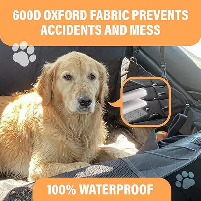 Active Pets Dog Car Seat Cover for Back Seat, Waterproof Pet Protection Hammock, SUV Truck Car Backseat Protector with Safety Features, Blue