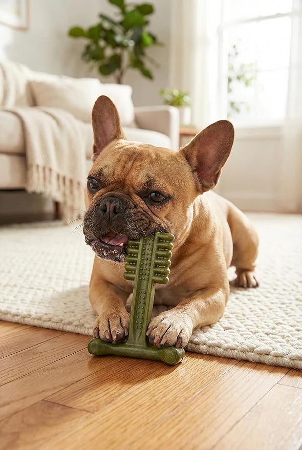 SPOT Bam-Bones Plus Toothbrush Dog Chew Toy, Durable Bamboo Fiber & Nylon Dental Chew, Fresh Mint & Baking Soda for Dental Care, Easy-Grip T-Bone Shape, For Heavy Chewers Under 30 lbs, 4 Inch, 2 Count