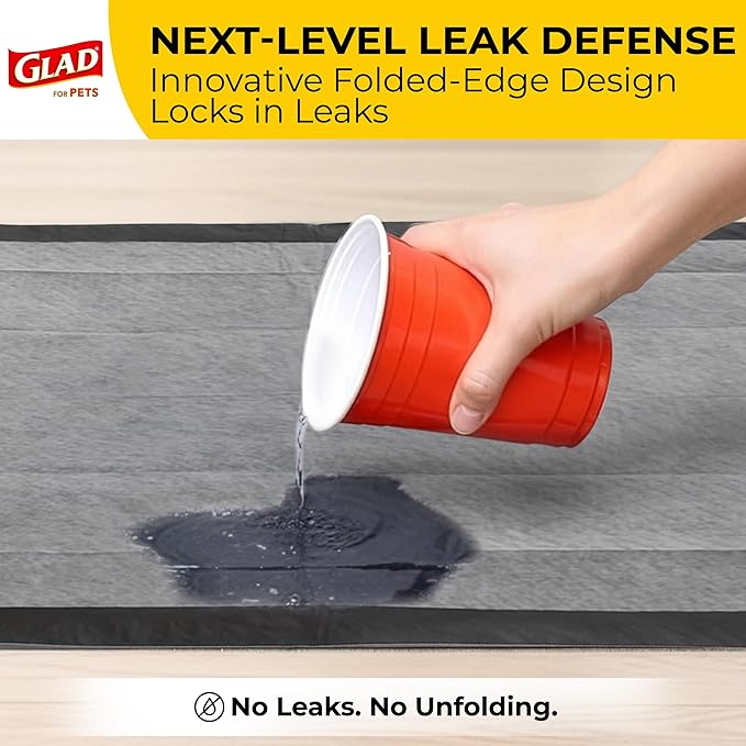 Glad for Pets Extra Large Charcoal Dog Training Pads, Absorbent Leak Proof Pee Pads for Dogs and Puppies, Odor Control Potty Pads with Activated Carbon, 28 x 30 Inches, 50 Count - 4 Pack