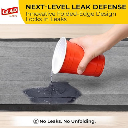 Glad for Pets Extra Large Charcoal Dog Training Pads, Absorbent Leak Proof Pee Pads for Dogs and Puppies, Odor Control Potty Pads with Activated Carbon, 28 x 30 Inches, 50 Count - 4 Pack