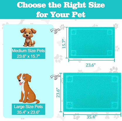 Darkyazi Pet Feeding Mat Large for Dogs and Cats,24"×36" Flexible and Easy to Clean Feeding Mat,Best for Non Slip Waterproof Feeding Mat (Lake Blue)