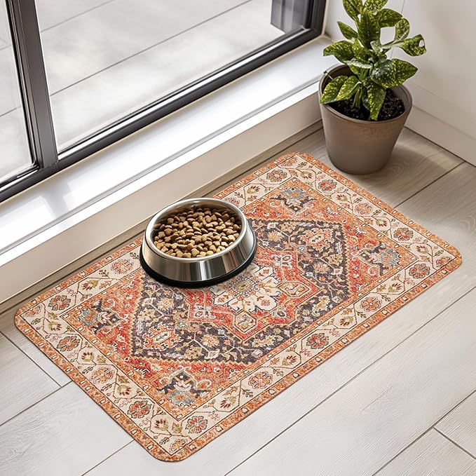 Dog Food Mat for Floors Waterproof Quick Dry Pet Placemat Cat Feeding Bowls Mats for Food and Water, Eco-Friendly Dog Accessories Diatomite Pets Supplies 12" X 20"