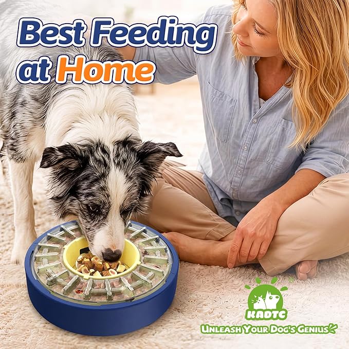 KADTC 5-60 Min Adjustable Slow Feeder for Dogs, Large Capacity 4-Cup Spinning Dog Puzzle Feeder, Anti-Gulping Treat & Food Dispenser, Mental Enrichment Toy, U.S. Brand & Design