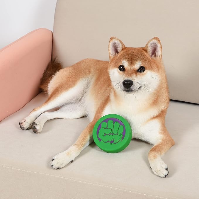 Marvel Comics for Pets Vinyl Hulk Dog Toy | Small Squeaky Dog Toy The Incredible Hulk Fist Logo | Marvel Comics Collection Squeaky Dog Toys Small Dog Toy, 4 Inch