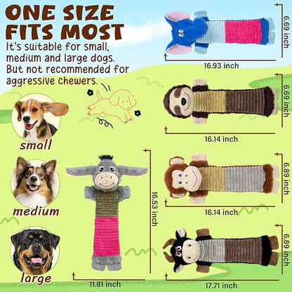 5 Pack No Stuffing Dog Squeaky Toys, Dog Chew with Crinkle and Squeaker, Cute Animal Plush to Keep Them Busy for Tug of war, Not Suitable for Aggressive Chewers