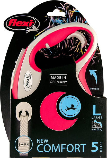 Flexi New Comfort Tape Grey & Red Large 5m Retractable Dog Leash/Lead for Dogs up to 60kgs/132lbs