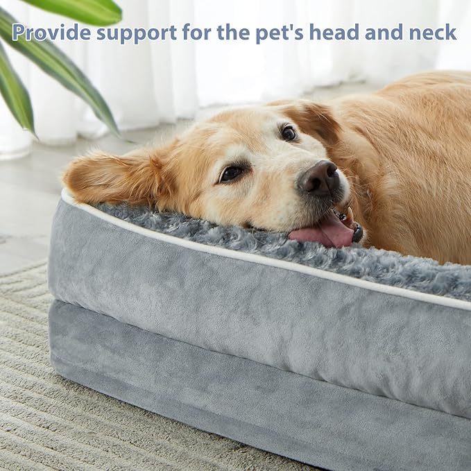 BFPETHOME Orthopedic Dog Beds for Large Dogs-Waterproof Sofa Dog Bed with Removable Washable Cover, Big Pet Bed with Waterproof Lining and Nonskid Bottom,Pet Bed for Large Dogs (Pack of 2)
