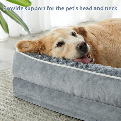 BFPETHOME Orthopedic Dog Bed for Large Dogs-Big Waterproof Sofa Dog Bed with Removable Washable Cover, Pet Bed for Medium Large Dogs with Waterproof Lining and Non-Skid Bottom