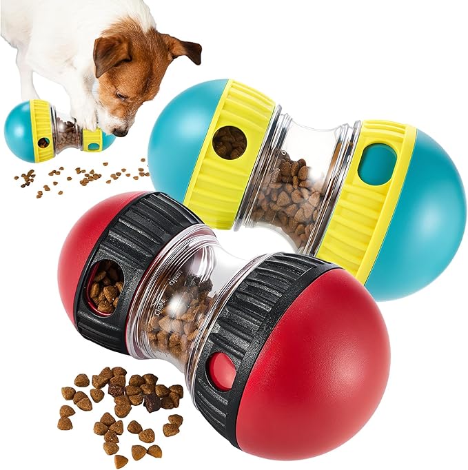 2 Pcs Dog Interactive Puzzle Toys Dog Toy Treat Dispenser Rolling Adjustable Food Dispensing Treat Puppy Feeder Slow Feeding for Training Large Medium Chewers Breed Pet Gift Keep Busy