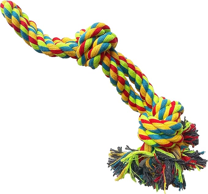 Jalousie Dog Flirt Pole Set Squeaky Toys Plush Toys Dog Teaser Wand and Refills - Upgraded Rope (Three Replacement Ropes Assorted Color, Three Replacement Ropes Assorted Color)