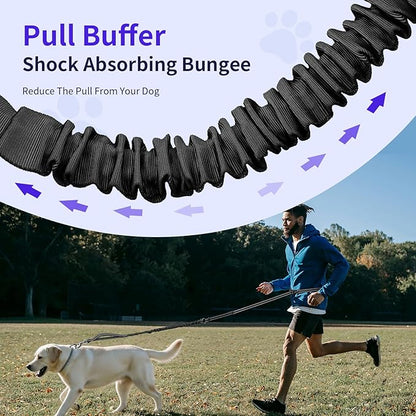 Kazazoo Hands-Free Dog Leash with 5.5-8.5FT Adjustable Length - Heavy Duty No Pull Bungee Design, Reflective Safety for Walking, Jogging & Training | Suitable for Medium to Large Dogs,Black M