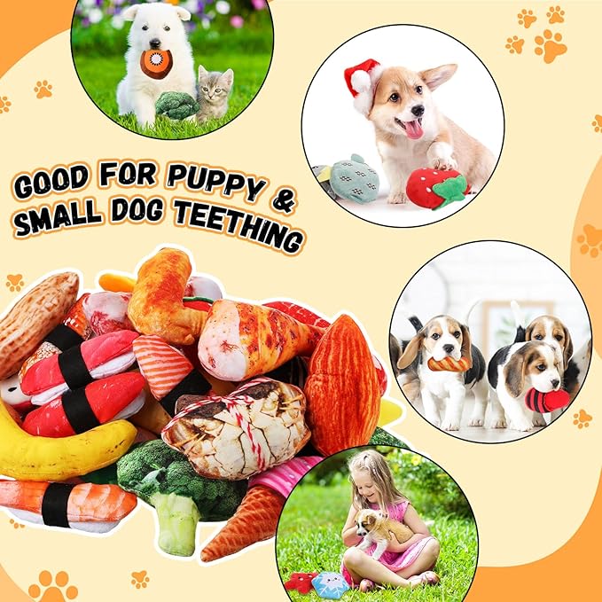 Libima 120 Pack Small Squeaky Dog Toys Bulk for Puppy Small Dogs Pets Cute Plush Stuffed Dog Toys Bundle Soft Pet Toys for Chewing and Teething, 120 Styles