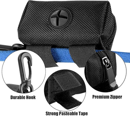 Dog Poop Bag Holder for Leash Attachment Dog Poop Bag Dispenser Dog Waste Bag Dispensers Dog Poop Bag Holders Fit Dog Leash Accessory With Hand Free Holder Carriers, Black