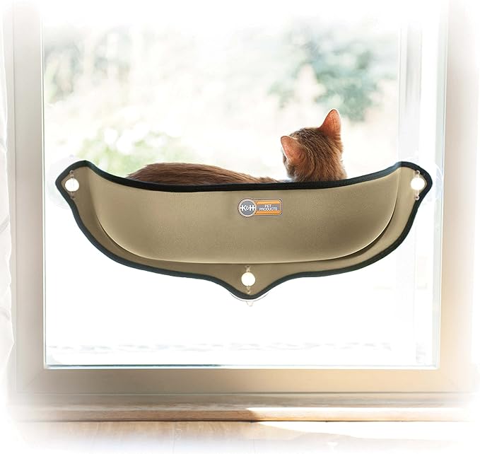 K&H Pet Products EZ Mount Window Bed Kitty Sill Tan 27 X 11 X 6 Inches
