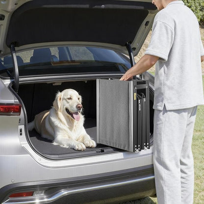 VEVOR Dog Ramp for Cars, 63" L x 17" W, Folding Pet Ramps for Medium & Large Dogs up to 250lbs, Pet Stair Ramp with Non-Slip Oxford Fabric Surface, Portable Outdoor Dog Car Ramps for SUV & Truck