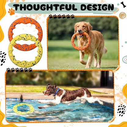 2 Pcs 9 Inch Dog Ring Dog Toy Flying Discs Training Ring Water Floating Fetch Toys Puppy Floating Pet Chewers for Throwing Catching Medium Large Breeds