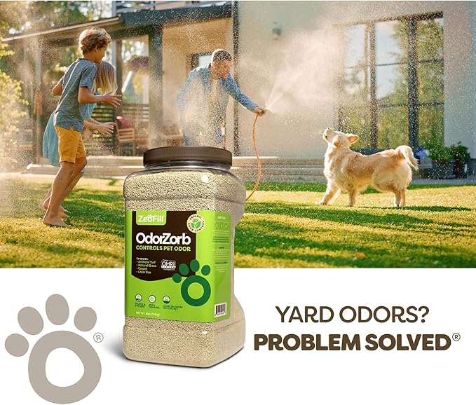ZeoFill Dog Urine Odor Eliminator for Yards & Artificial Turf – Absorbs & Neutralizes Pet Smells on Grass, Lawns, & Dog Runs | Natural Outdoor Deodorizer Granules | 4 lb