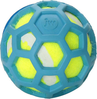 JW Pet Proten Hol-ee Roller Dog Chew Puzzle, Small, Lime Green Tennis Ball With Assorted Colors (Green, Red, Blue), 42204