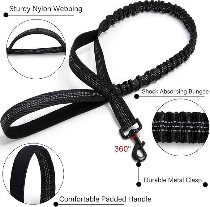 Tactical Dog Collar Set, Adjustable Military Training Nylon Dog Collar with Control Handle and Heavy Quick-Release Metal Buckle for Small Medium Large Dogs, Black Set XXL