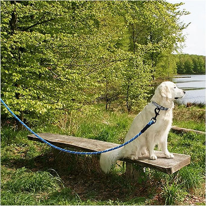 MayPaw Heavy Duty Rope Dog Leash, 3/6/8/10/12/15/20/30 FT Long Dog Lead Nylon Pet Leash, Soft Padded Handle Thick Lead Training Leashes for Large Medium Dogs (15ft * 1/2", Blue Black)