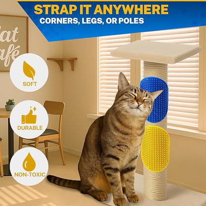 5PCS Pet Cat Grooming Brush, Adjustable Silicone Grooming Brush, Cat Self-service Scratcher, Silicone Grooming Belt Pad, Suitable For Cats (Self-service And Handheld)