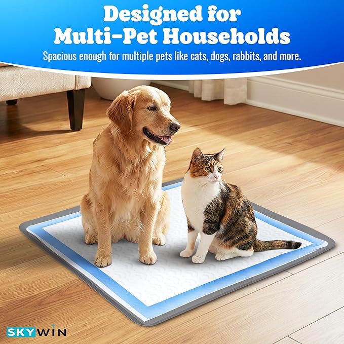 TidyFriend Dog Pee Pad Holder Tray - Fits Up to 24” x 24” Pee Pad Holder for Dogs - Stable Grip, Raised Edges, Quick-Wipe Silicone Surface Dog Pad Holder for Indoor Flooring Protection (Dark Grey)