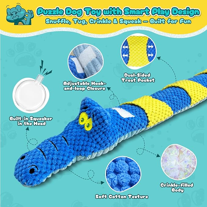 Interactive Squeaky & Crinkle Dog Puzzle Toys - Plush Dog Enrichment Toys to Keep Them Busy, Cognitive Dog Toys for Small, Medium and Large Dogs