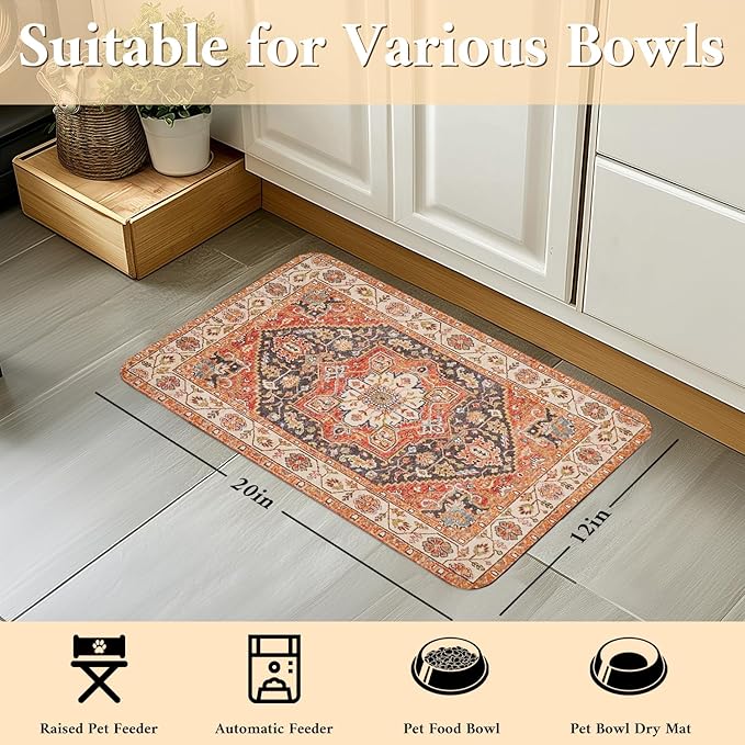 Dog Food Mat for Floors Waterproof Quick Dry Pet Placemat Cat Feeding Bowls Mats for Food and Water, Eco-Friendly Dog Accessories Diatomite Pets Supplies 12" X 20"