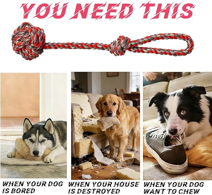 Dog Chew Toys for Small and Medium Dogs, Upgraded Tough Cotton Rope Toys for Aggressive chewers, Heavy Duty Dental Rope Kit for Tug of War, Teeth Cleaning (7 Pcs, Cotton Knot Toys)