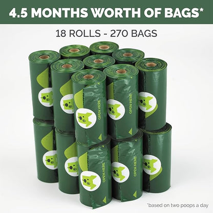 Tuff Mutt Dog Poop Bags - Dispenser-Friendly, Leak-Proof Waste Bags for Dogs, Pack contains 18 rolls with 15 bags each